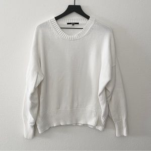 Quince Organic Cotton Boyfriend Oversized Crew Sweater in Ivory